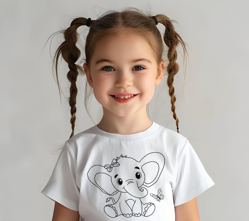 Baby Elephant SVG Bundle| Cute Elephant Girl SVG Bundle| Elephant Outline| Baby Shower Girl Shirt| Bodysuit Kawaii Animal Silhouette Cricut image 7