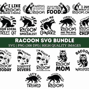 Raton laveur SVG Bundle, raton laveur PNG Bundle, raton laveur citations drôles Svg Bundle, raton laveur disant Svg, fichier coupe raton laveur, clipart raton laveur