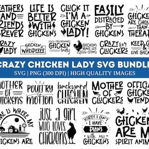 Crazy Huhn Lady SVG Bundle, lustiges Huhn Shirt SVG PNG, Küken Mama Dekor, Bauer Dekor Geschenk, Bauernhof Tier Dekor, Huhn Liebhaber Cricut Cut Datei
