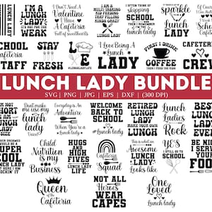 Déjeuner femme SVG PNG Bundle | Cadeau déjeuner pour dame | Déjeuner Lady Squad png| Conception de chemise de dame de déjeuner | Déjeuner Lady Life| Chemise d'appréciation de la cafétéria