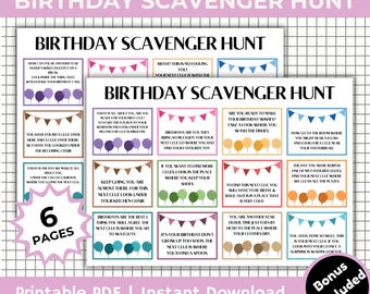 Birthday Treasure Hunt Indoor, Birthday Scavenger Hunt, Treasure Hunt Birthday Clues, Kids Treasure Hunt Clues, Birthday Game Printable