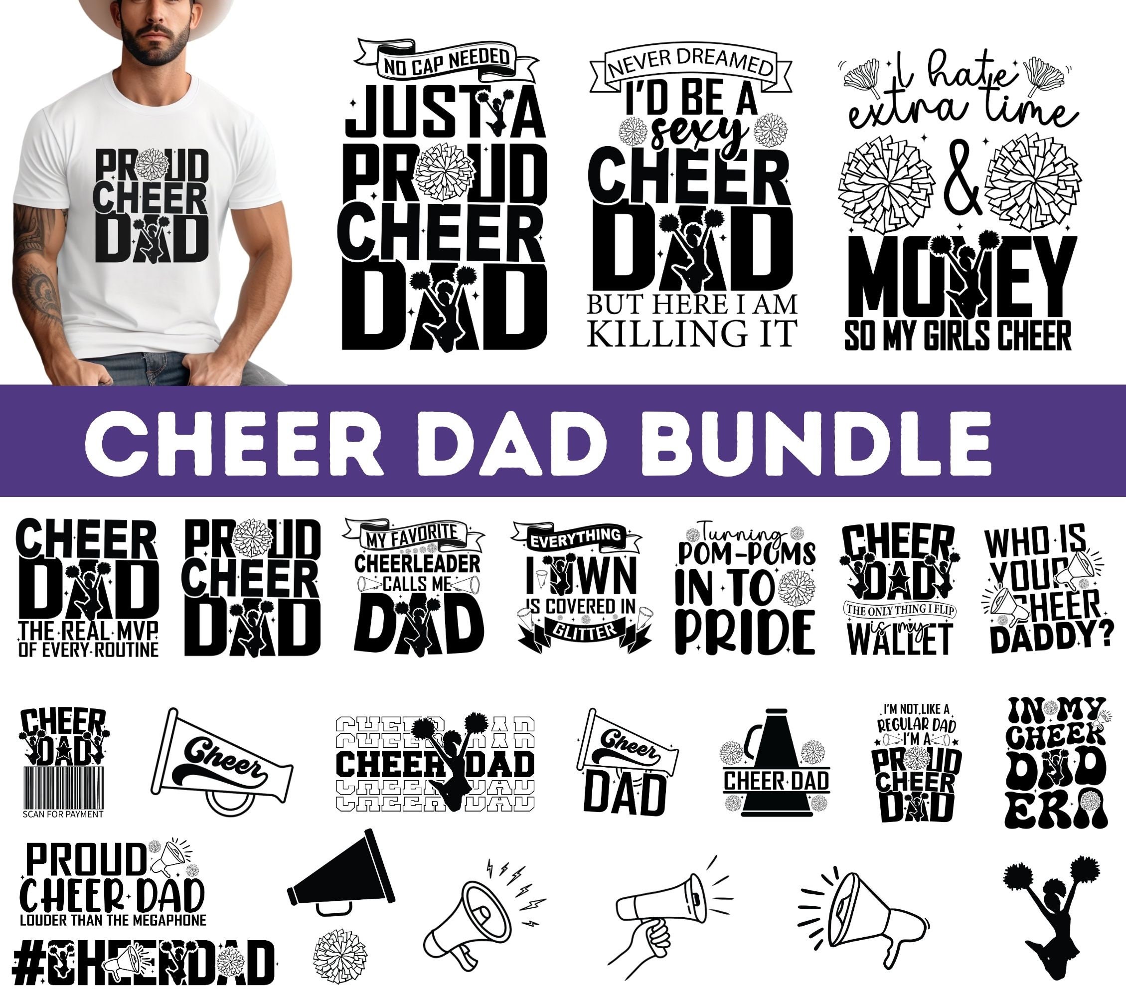 2025-2026 Cheer Dad SVG Bundle Cheer Dad PNG Cheerleader's Dad Svg Funny Cheer Dad Svg Proud Cheer Svg In My Cheer Era Svg Cheer Silhoutte
