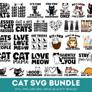 Sarkastische Katze SVG Bundle| Katze SVG| Kätzchen SVG| Katzendame | verrückte Katzendame | Katzenliebhaber | Katzen svg | süße Katze | Katzen-Zitate-Svg