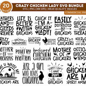 Crazy Chicken Lady SVG PNG Bundle, Funny Chicken Svg Bundle, Chick Mama Svg, cadeau Svg agriculteur, Svg animaux de la ferme, fichier de coupe Cricut amateur de poulet