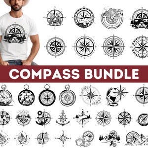 Coleção de bússola SVG PNG pacote | Bússola Náutica Svg| Bússola Clipart Png| Silhueta de bússola| Vintage | Bússola de Aventura | Tatuagem Png