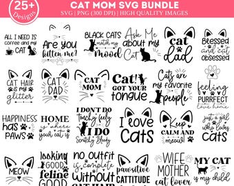 Pacchetto SVG PNG gatto, mamma gatto Svg, maglietta gatto Svg, gattara pazza Svg, papà gatto Svg, amante dei gatti Svg, gattino Svg, citazioni sui gatti Svg, vettore gatto