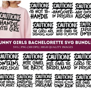 Bundle EVJF pour filles, SVG voyage Besties, prudence, progrès du voyage entre filles, panneau d'avertissement drôle, week-end, tenue de vacances assortie