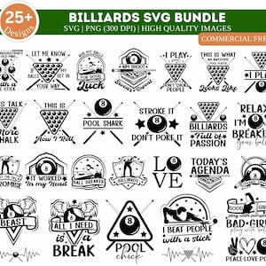 Pool SVG Bundle, Pool Player SVG, Pool Liebhaber SVG, Billard svg Bundle, lustiges Pool T-Shirt svg, Billard Zeichen svg, Snooker svg