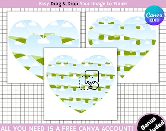 Design Your Own Photo Collage in Canva| Heart Canva Frame| Drag and Drop Canva Template| Editable Alphabet Photo Collage| Editable Canva