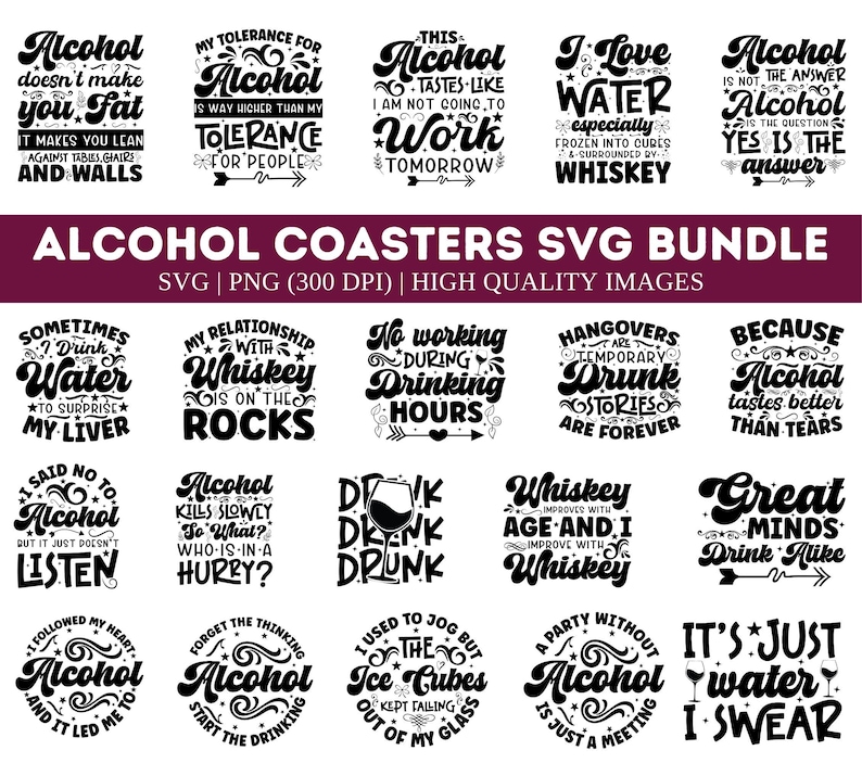 Coaster SVG Bundle, Funny Coasters, Sarcastic Coasters, Coffee Coasters ...