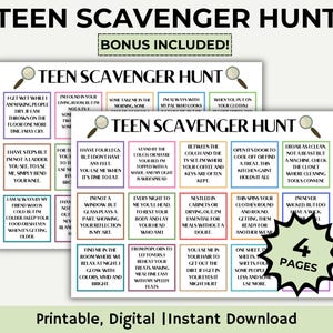 Juego de búsqueda del tesoro en interiores para adolescentes y preadolescentes, búsqueda del tesoro en interiores para adolescentes, búsqueda del tesoro para niños mayores, búsqueda del tesoro reutilizable para cumpleaños