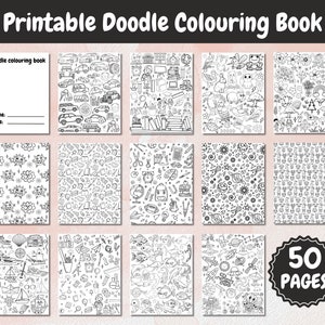 Kids Doodles Malbuch, Doodles Malbuch, druckbare Malbücher, süße Seiten zum Ausdrucken und Ausmalen, Kinderbuch, Malspaß für alle