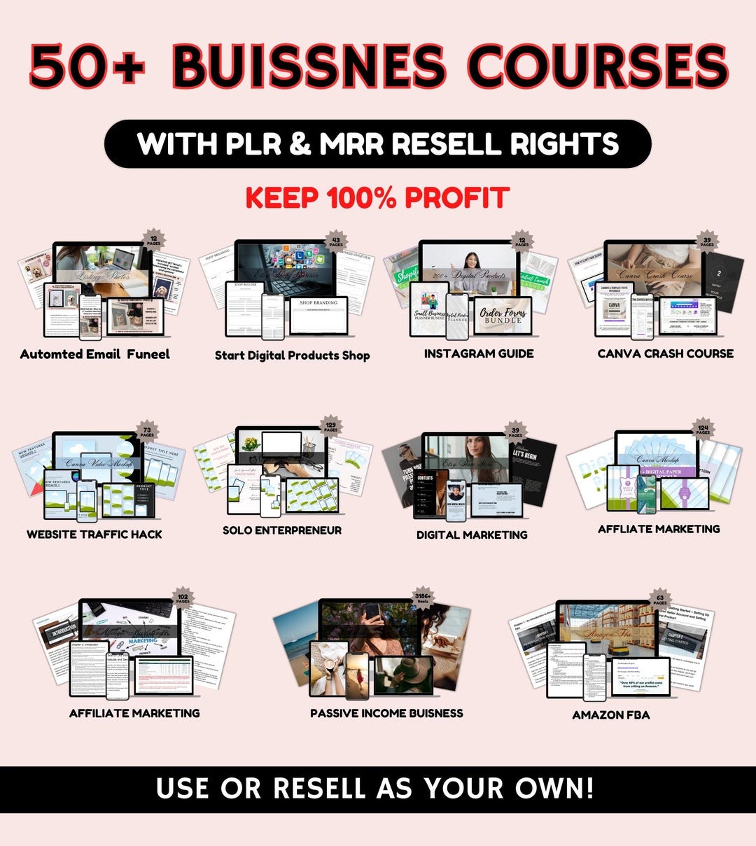 50+ Business Courses PDF Bundle Done for You Resell Digital Products ...