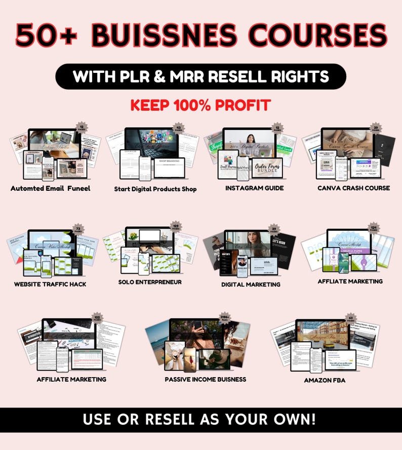 50+ Business Courses PDF Bundle Done for You Resell Digital Products ...
