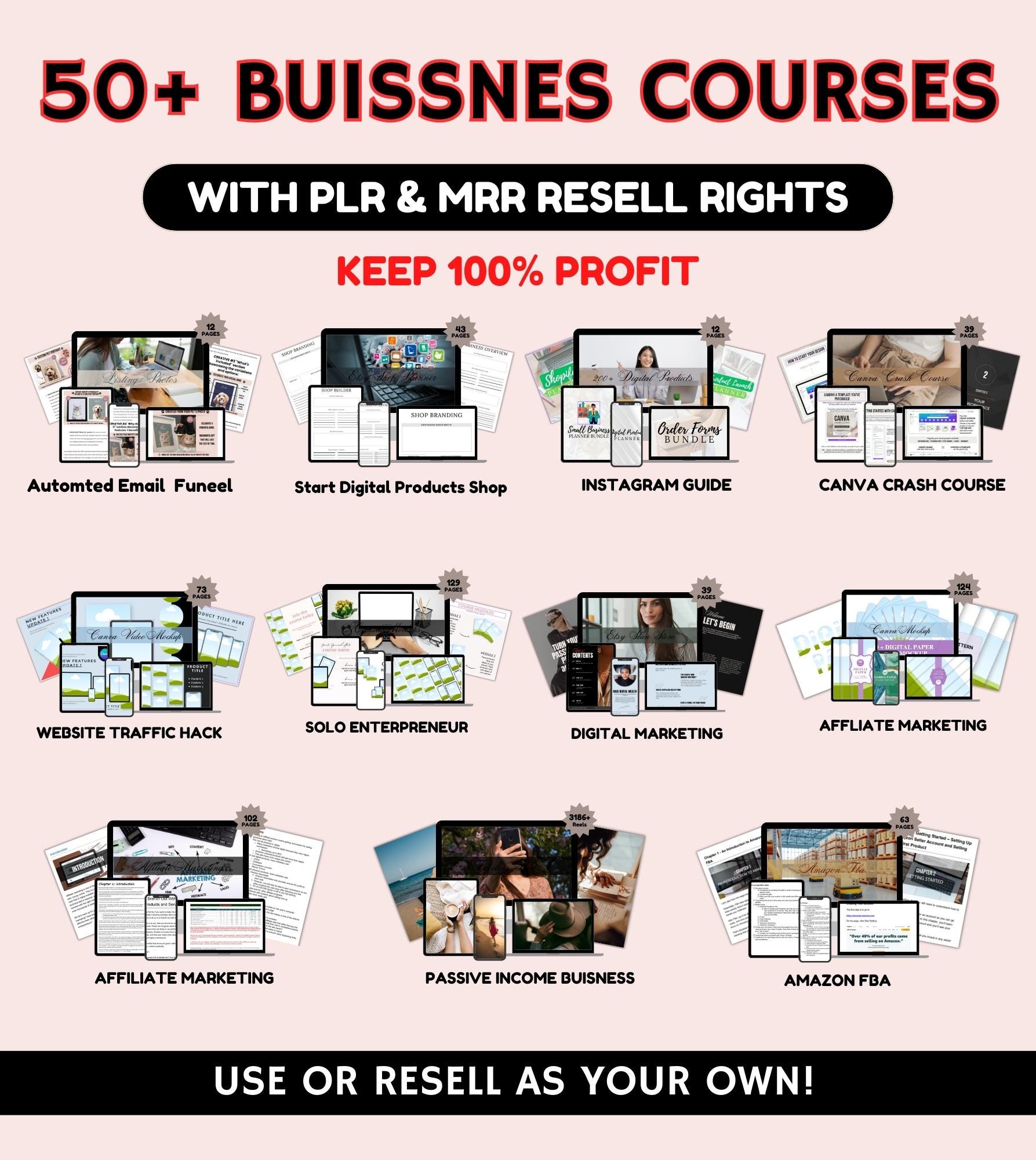 50+ Business Courses PDF Bundle Done for You Resell Digital Products ...