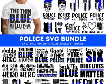 Police Officer SVG Bundle, Police Wife Svg, thin blue line svg, back the blue svg, Police Quotes svg, Police badge svg