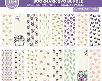Pacote de marcadores florais SVG, Pacote de marcadores SVG, Modelo de marcador SVG, Pacote de flores SVG, Marcador de flores SVG, Book Lover Cricut