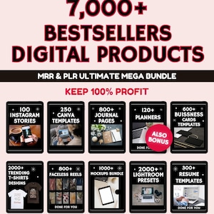 7000+ Done For You Resell Digital Products Bundle Ideal for Passive Income,  PLR MRR Digital Products, Master Resell Rights Digital Products