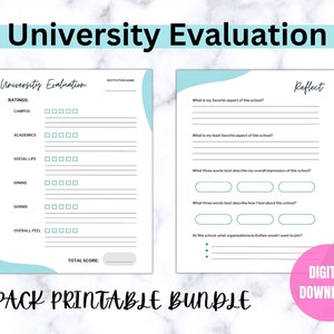 Easy-To-Use College Evaluation Form, College Tour Thought Organization, Planner to Reduce Stress and Increase Decision- Making, Mindfulness