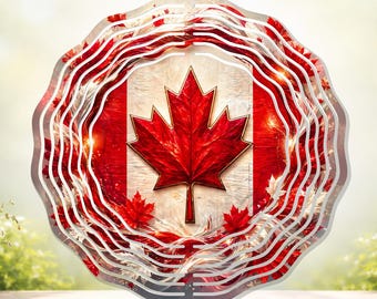 Canada Flag Wind Spinner Design, Canadian WindSpinner Garden Decor Metal Sublimation, Instant Digital Download, 10” adjustable PNG File