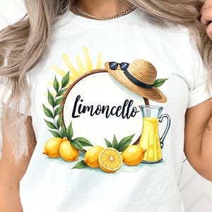 Limoncello png aquarelle cocktail d'été clipart boisson mélangée sublimation design Italie vacances graphiques chapeau girly rétro ambiance méditerranéenne