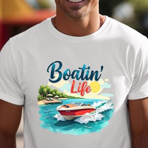 barca e galleggiante PNG vacanze estive lago clipart fiume vita sublimazione maglietta alla moda vacanza viaggio design amante della barca regalo atmosfera all'aria aperta