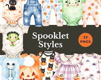 halloween baby clothes clipart spooky baby shower PNG first halloween image autumn nursery design cute newborn outfit fall sublimation art