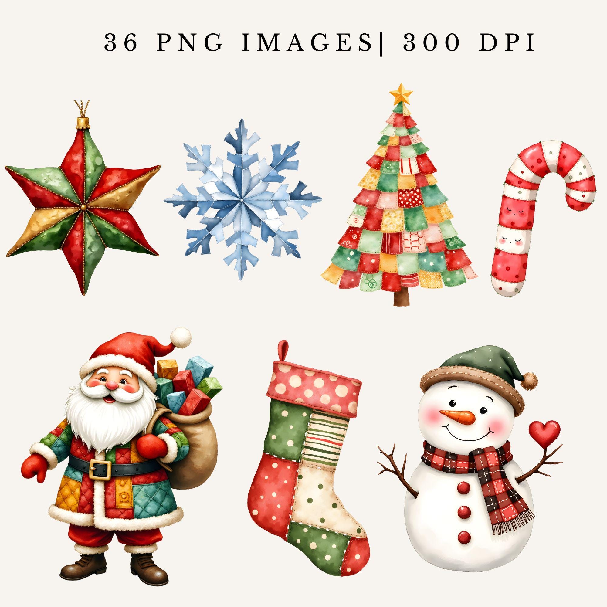 Patchwork Christmas Tree Clipart Quilted Holiday PNG Vintage Xmas ...