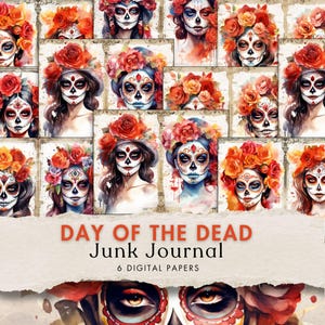Tag der Toten Junk Journal Kit Dia de Muertos Halloween zum Ausdrucken Ephemera Scrapbook Papier Handwerk Sofort Download