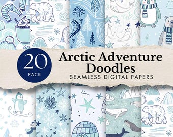 jul klotter sömlöst mönster vinter arktisk helgdag digitalt papper söt isbjörn scrapbooking design snö igloo sublimeringskonst pingvin