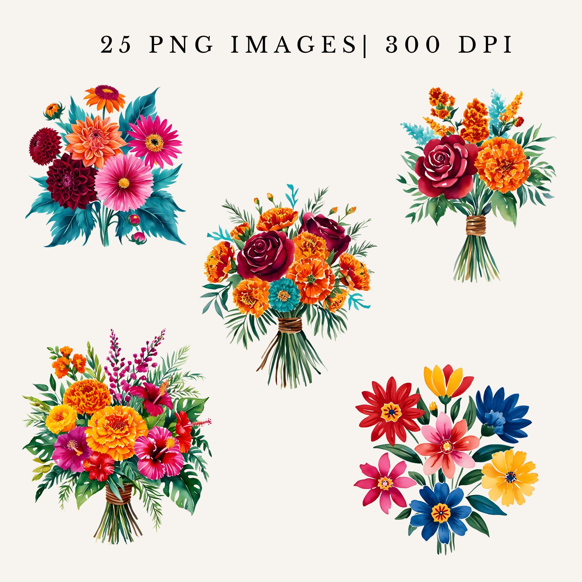 Mexican Fiesta Flowers Clipart Spanish Floral PNG Cinco De Mayo Party ...