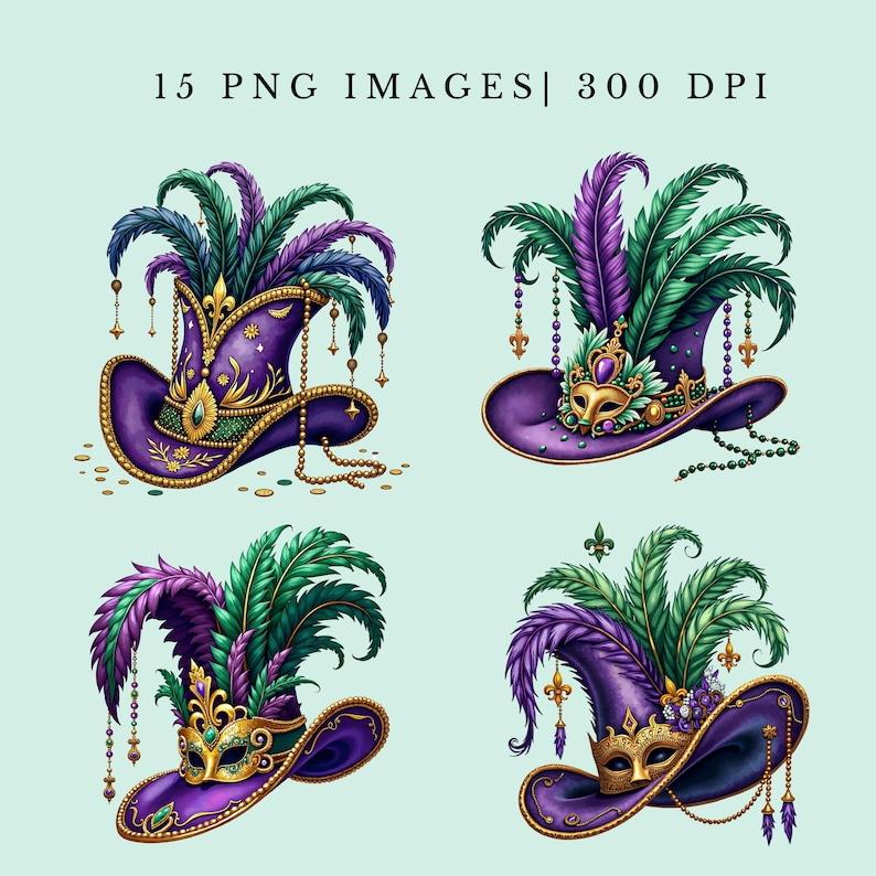 Mardi Gras Hat PNG Jester Hat Clipart Bundle Retro Fat Tuesday Design ...
