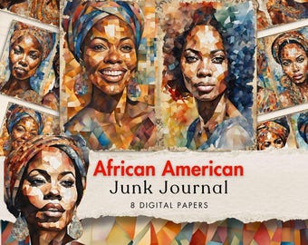african american junk journal pages black woman junk journal kit women of color ephemera black girl digital paper mosaic scrapbook printable