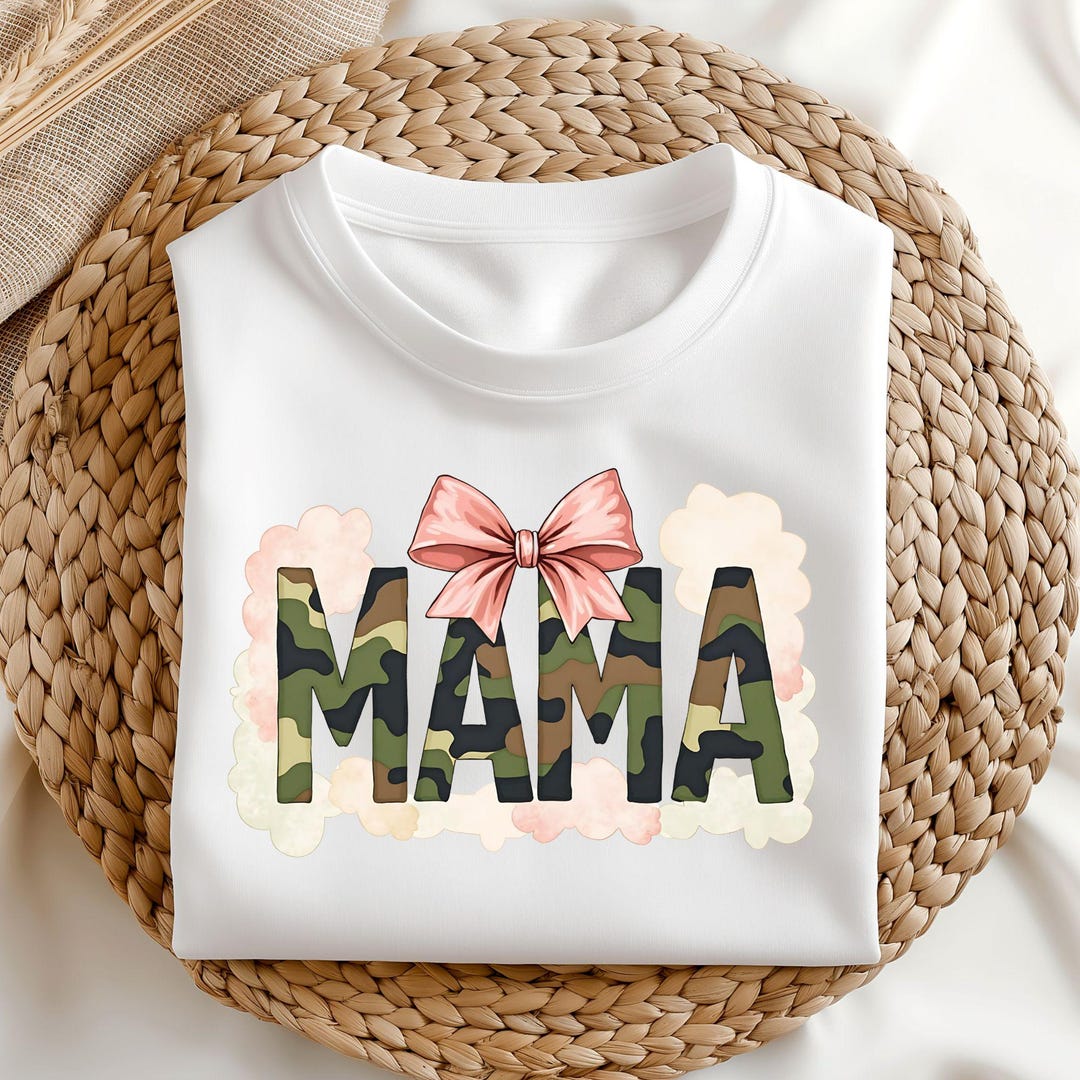 Mama Camouflage Coquette Png Mom Camo Cute Pink Bow Clipart Sublimation ...