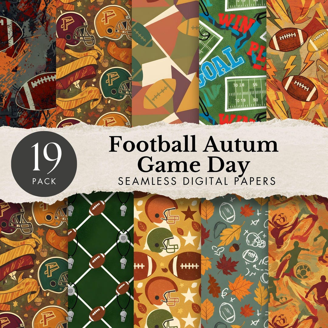 Fall Football Seamless File Autumn Sports Repeating Pattern Soccer Game ...