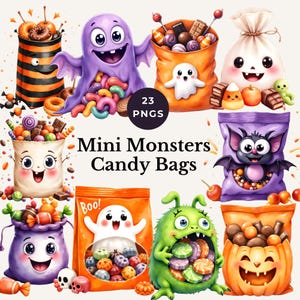 halloween candy bag clipart spooky sweet treats PNG cute trick or treat designs creepy craft sublimation art scary kids illustration digital