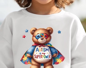 Autismus ist meine Superkraft png niedlichen Teddybär Design Kinder Superheld Sublimationskunst niedliches Geschenk für Kleinkind Puzzleteil