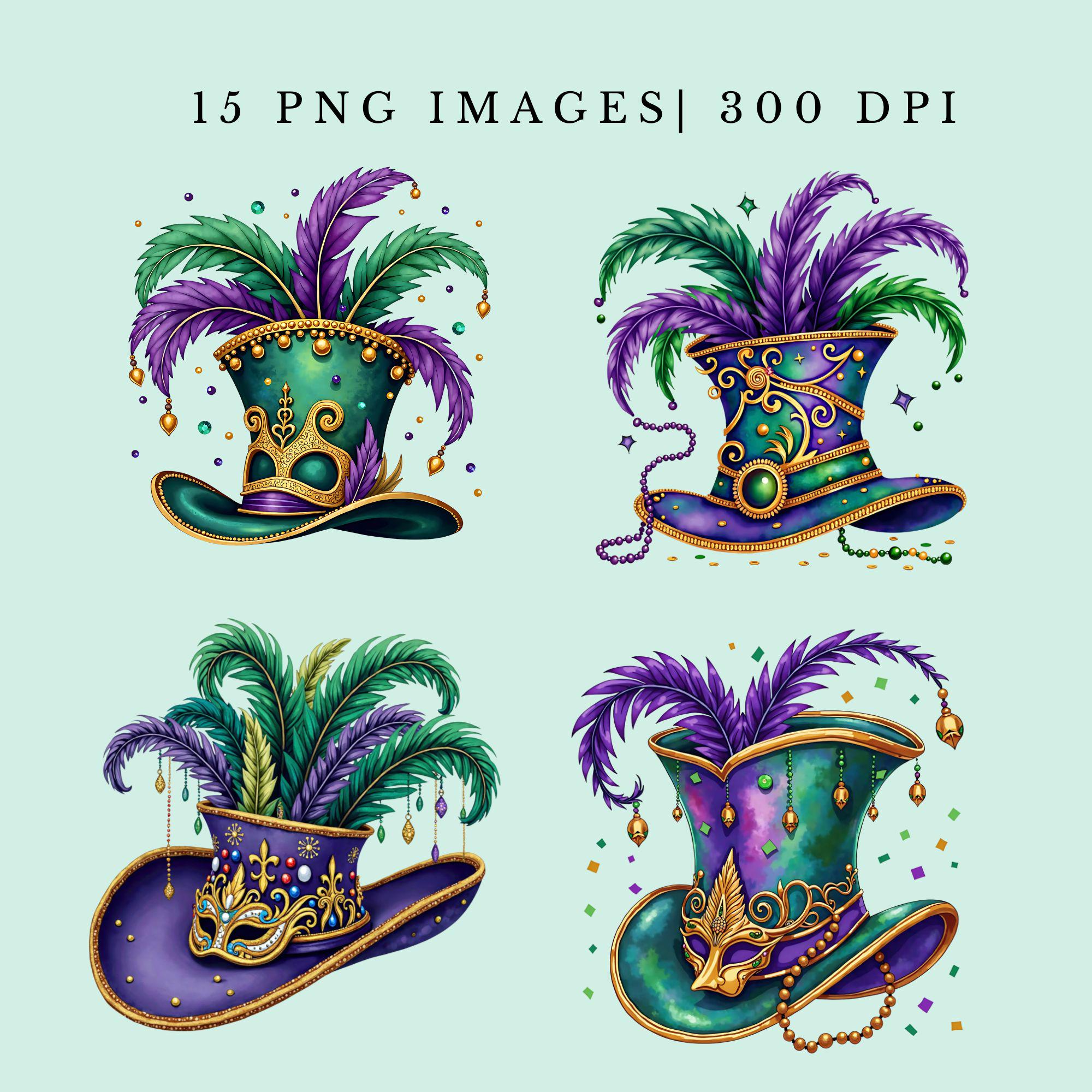 Mardi Gras Hat PNG Jester Hat Clipart Bundle Retro Fat Tuesday Design ...