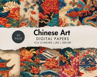 chinese Art Digital digital paper pattern lunar new year 2025 scrapbook asian junk journal oriental background printable commercial use JPG