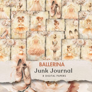 Kit de diario basura de bailarina, papel digital, vestido de tutú, efímera, bailarina de ballet, papel imprimible, manualidades, álbum de recortes, hojas de collage, páginas