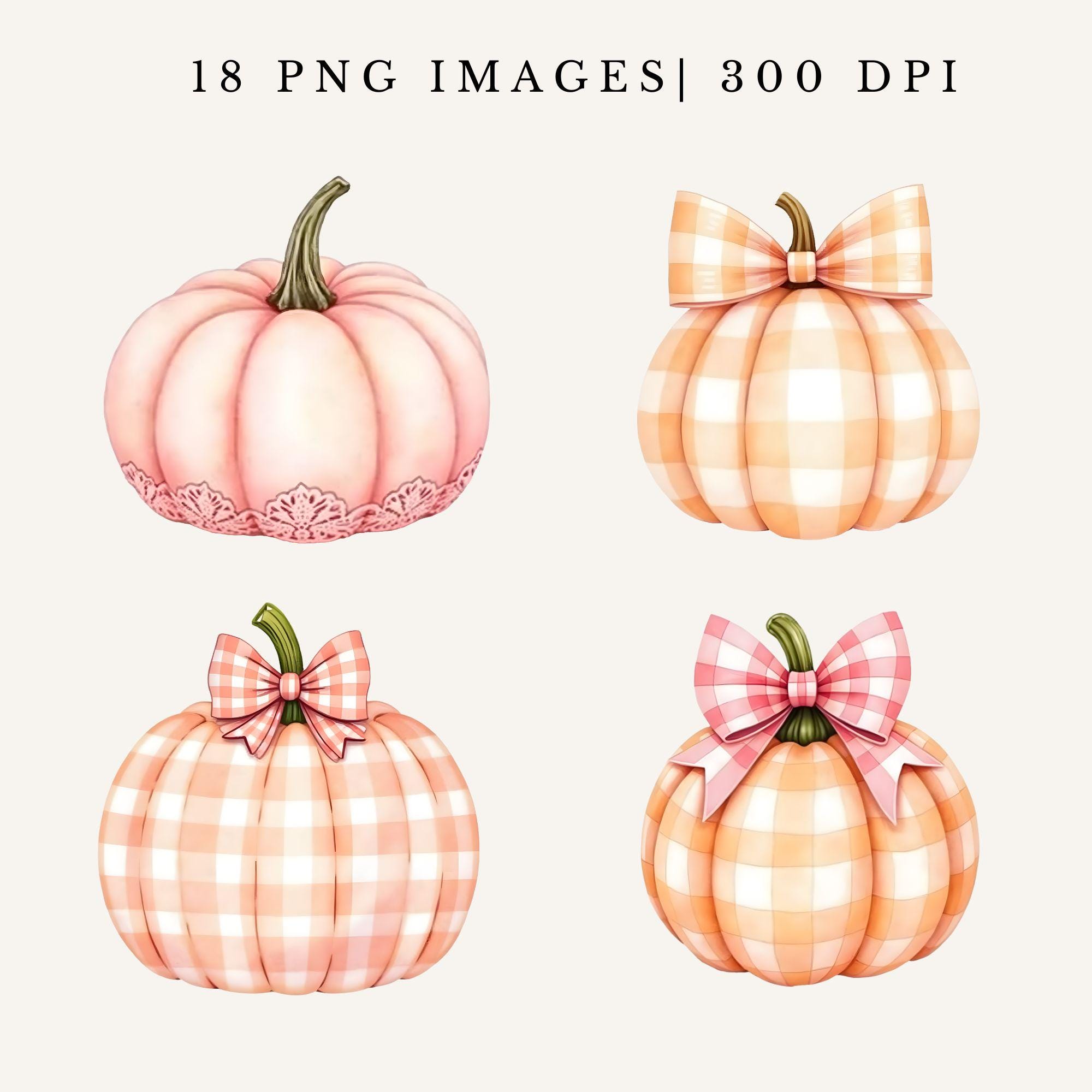 Coquette Pumpkin Clipart Cute Fall PNG Watercolor Cozy Autumn Decor ...