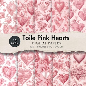 chinoiserie valentines clipart pink toile digital paper hearts pattern mothers day flower prints shabby chic watercolor vintage background