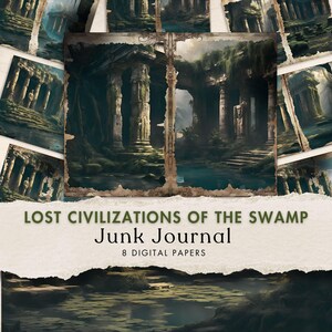 Journal indésirable des marais éthéré page de journal de la civilisation perdue ancien marais papier numérique étrange nature scrapbooking mystique kit de journal indésirable