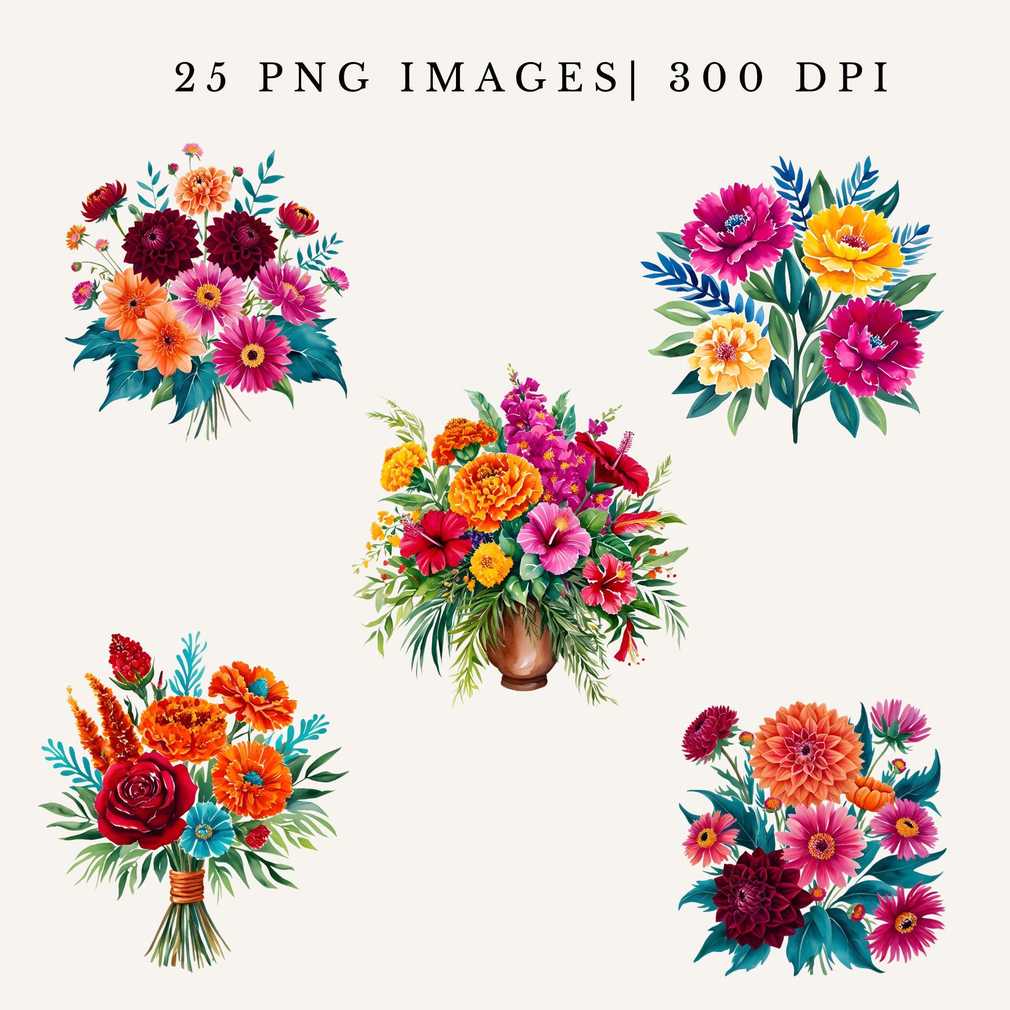 Mexican Fiesta Flowers Clipart Spanish Floral PNG Cinco De Mayo Party ...