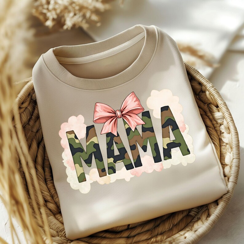 Mama Camouflage Coquette Png Mom Camo Cute Pink Bow Clipart Sublimation ...