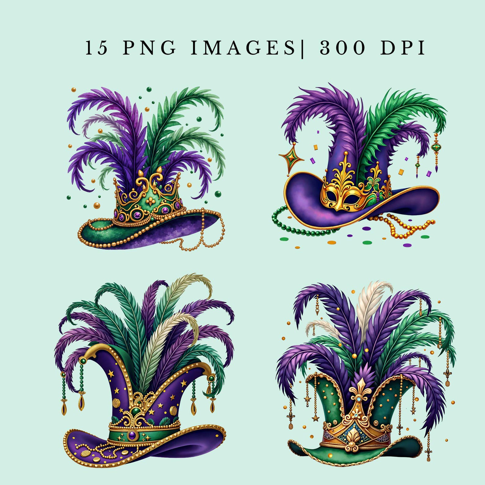 Mardi Gras Hat PNG Jester Hat Clipart Bundle Retro Fat Tuesday Design ...