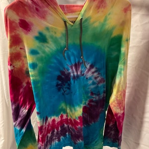 Tie Dye Adult 2XL Hooded T-shirt, Rainbow