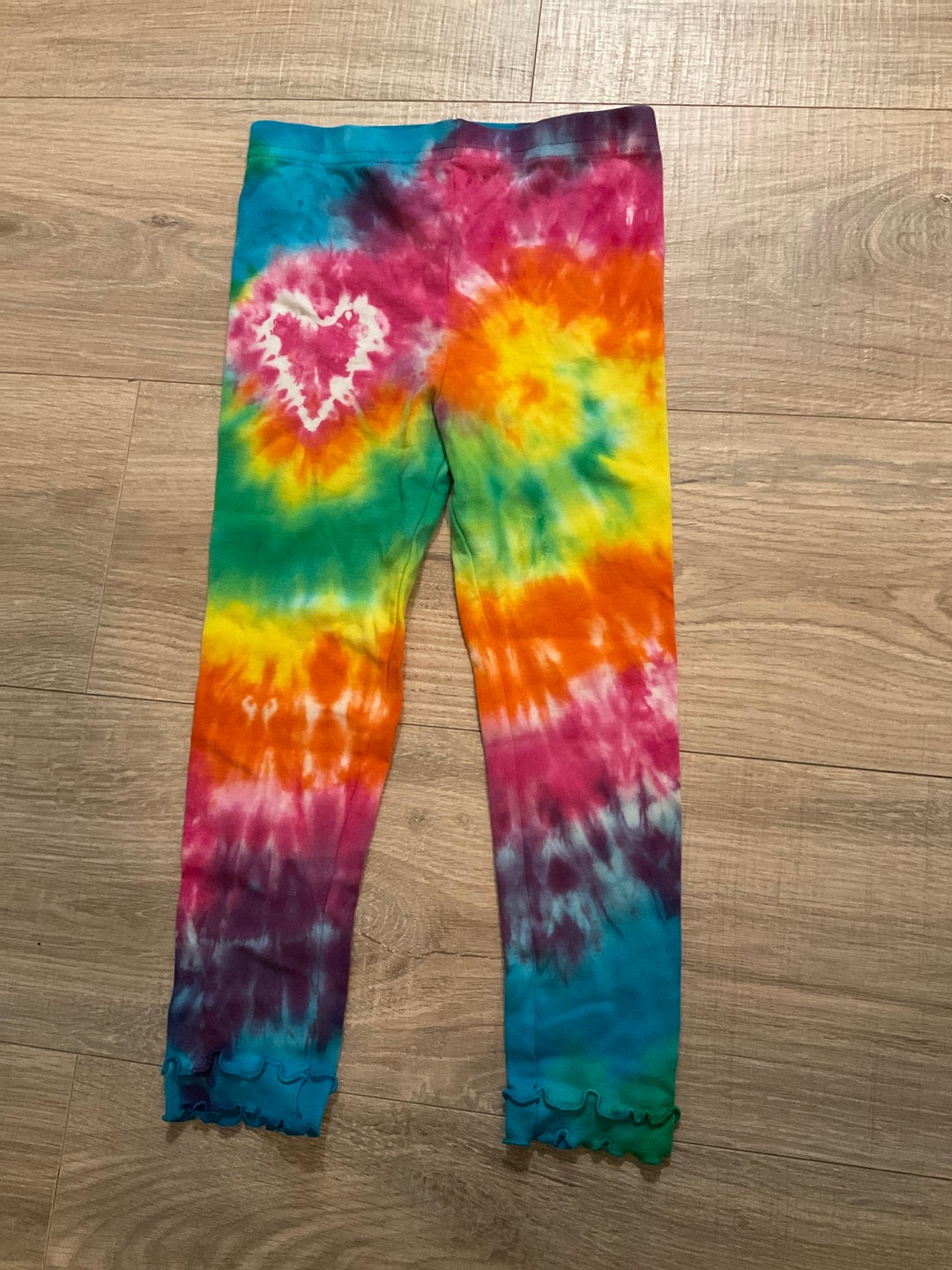 Tie Dye Girls Rainbow Leggings Etsy