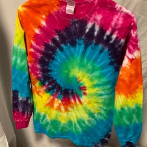 Tie Dye Adult Small Long Sleeve T-shirt, Rainbow