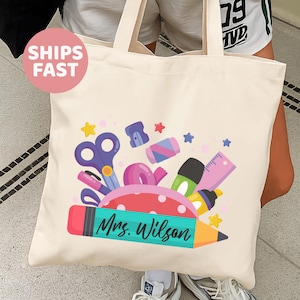Custom Teacher Name Tote Bag, Teacher Tote Bag, Gift For Teacher,Personalized Teacher Gift,Teacher Gift,Teacher Bag,Personalized Teacher Bag
